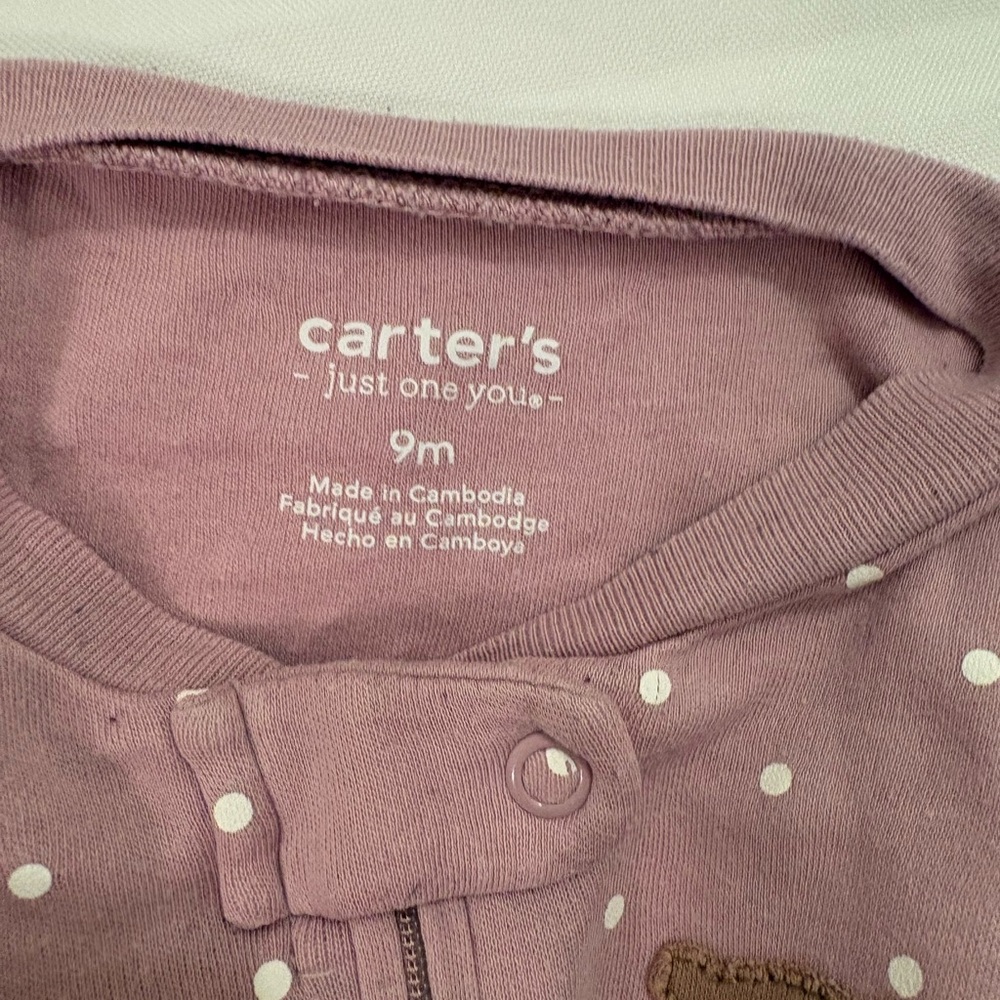 Footed sleep & play pajama set of 2, 9m, 2-way zippers baby girl - Picture 3 of 7
